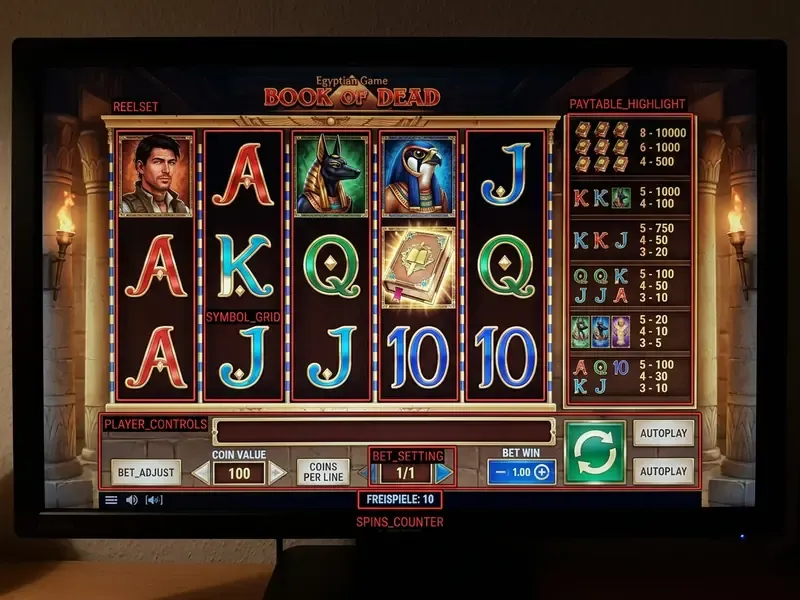 Book of Dead Slot Spieloberfläche