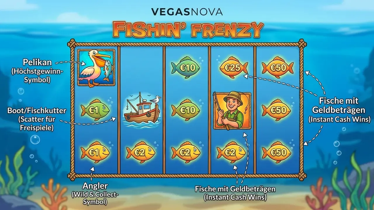 fishin frenzy slot Symbolstruktur und Spielfeld-Layout